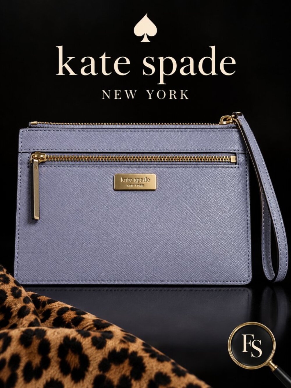 Kate Spade Lavender Saffiano Leather Wristlet Wallet Gold Hardware